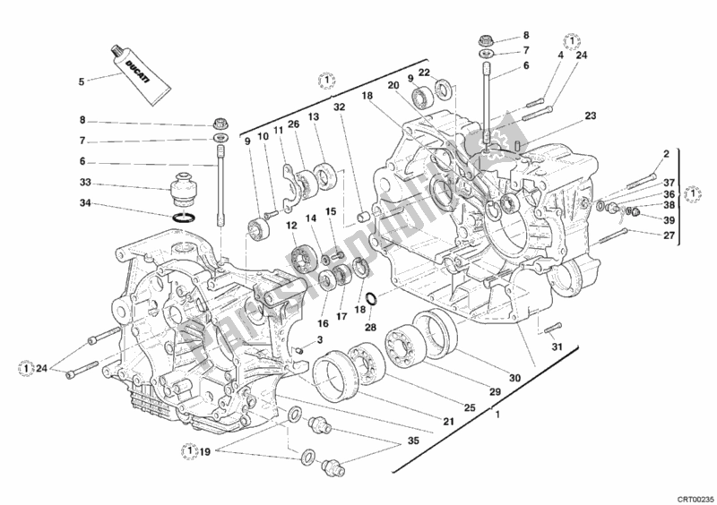 All parts for the Crankcase of the Ducati Multistrada 1000 S 2005